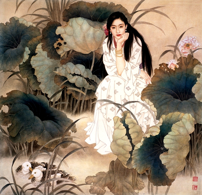 李清照小像 赵国经王美芳工笔仕女